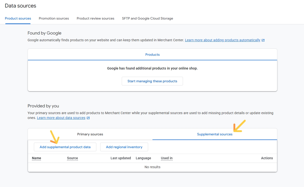 create supplemental source in GMC