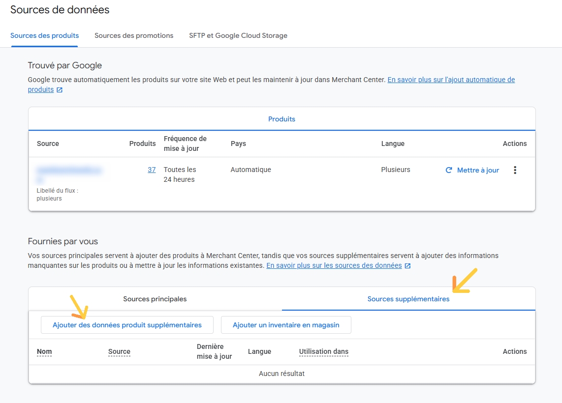 Comment ajouter une source supplémentaire dans Google Merchant Center