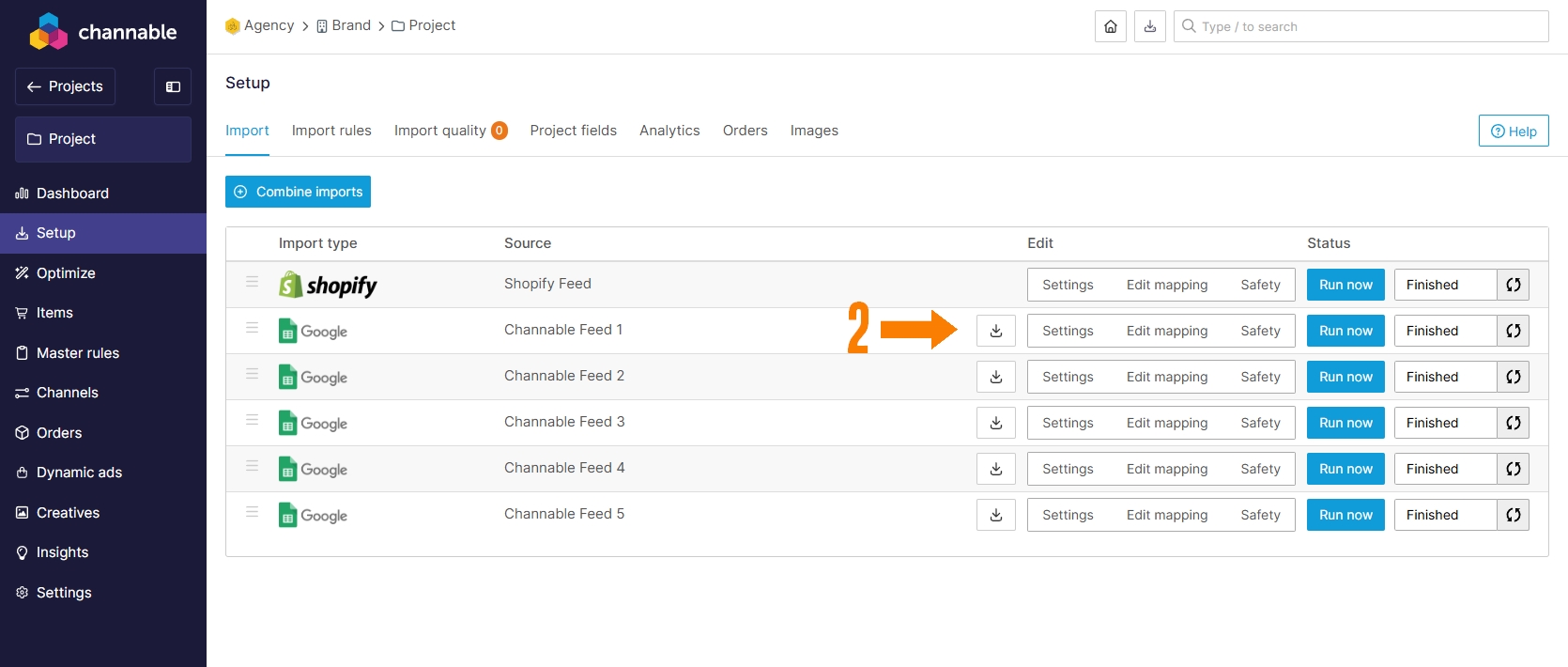 Channable download button