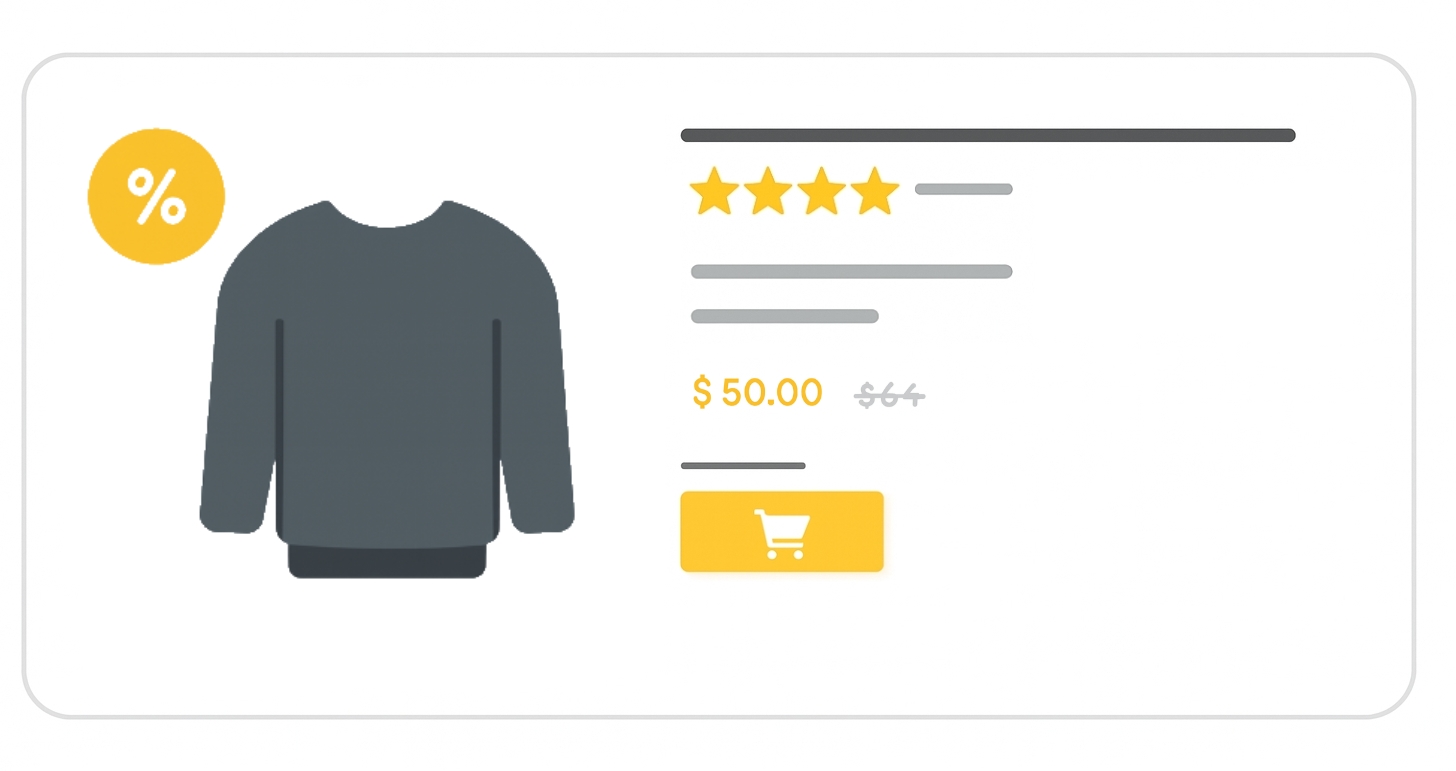 Example of sale price field usage in a product listing